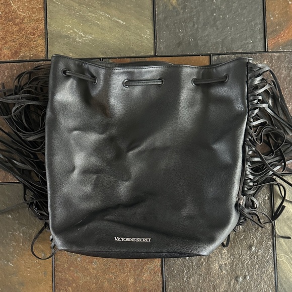 Victoria's Secret Black backpack Bag with Fringe - Picture 1 of 5